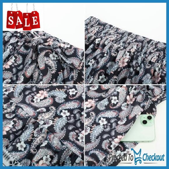 Women's Wide Leg Palazzo Pants Elastic High Waist Flowy Beach - Picture 6 of 7